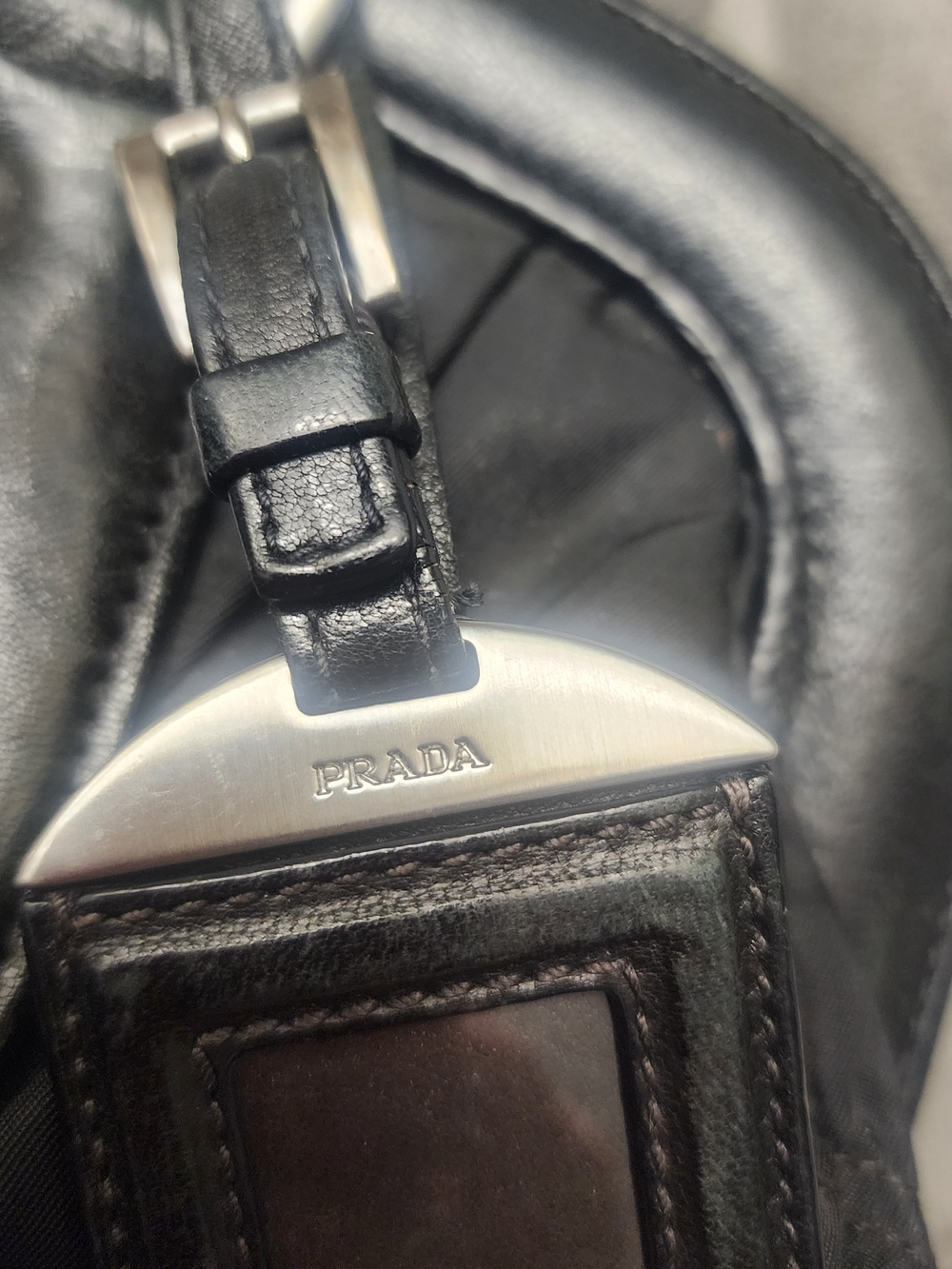 Prada Gathered Black Quilted Nylon and Leather Tote Bag MAKE AN OFFER!!! - Picture 3 of 4